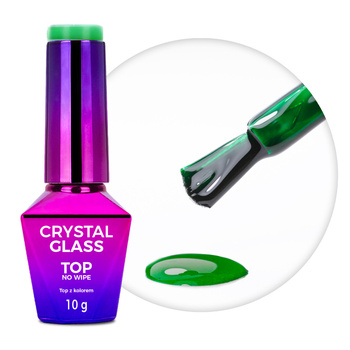 Farbenfrohes Top-Coat ohne Abwischen – „Crystal Glass“ von Molly Nails, grün, HEMA/Di-HEMA-frei, 10 g