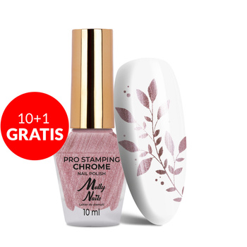 10 + 1 gratis: Molly Nails PRO Stamping Chrome Light Pink Stempel- und Stamping-Lack, 10 ml