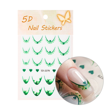 Selbstklebende 5D-Nagelaufkleber / French / Französische Smile-Linie, 20 Stück, grün, SD-2279