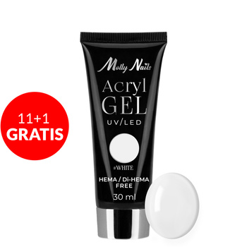 11+1 gratis Acrylgel Polygel Aufbau-Gel für Nagelverlängerungen AcrylGel Molly Nails HEMA/Di-HEMA-frei Weiß 30 ml