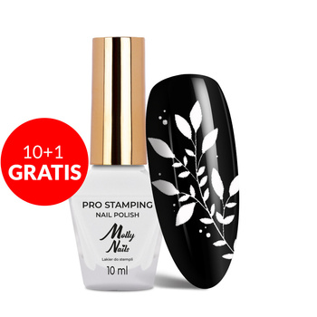 10 + 1 gratis: Molly Nails PRO Stamping Nagellack für Stempel und Stamping, weiß, 10 ml
