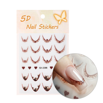 Selbstklebende 5D-Nagelaufkleber / French / Französische Smile-Linie, 20 Stück, braun, SD-2288