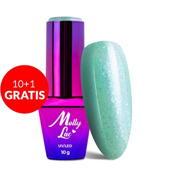 10 + 1 gratis MollyLac-Gelnagellack Mermaid Whispers Green Sea of Sin 10 g Nr. 591
