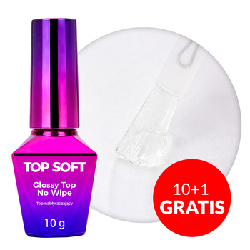10 + 1 gratis Top Soft No Wipe (ohne Abwischen) Molly Nails Clear HEMA/Di-HEMA-frei 10 g