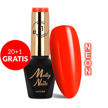 20 + 1 gratis: Molly Nails Juicy Hybridlack von Monika Mielniczuk, HEMA/Di-HEMA-frei, 8 g, Nr. J1