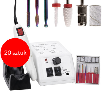 Lot de 20 pièces : machine à manucure 15 W « No Name » avec jeu de fraises, blanche, modèle DM298, 20 000 tours/minute