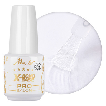 Base per smalto, base per aumentare l'aderenza, manicure e pedicure, X-Bond Base Pro Salon MollyLac, senza HEMA/Di-HEMA, trasparente, 15 grammi