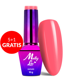 5 + 1 gratuit : Vernis hybride MollyLac Fancy Fashion Peach Shake 10 g n° 331