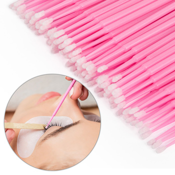 Applicateurs professionnels sans peluches pour cils, roses, 100 pièces