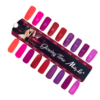 Tavola campioni MollyLac Glowing Time Lucido e opaco 9 colori