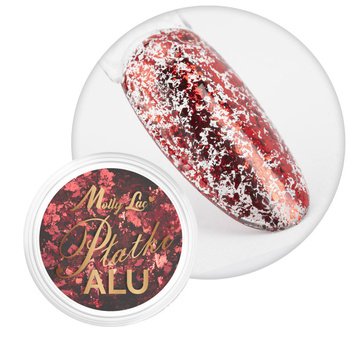 MollyLac Metallic-Nagelstaub – Aluflocken in leidenschaftlichem Rot, 0,2 g, Nr. 5