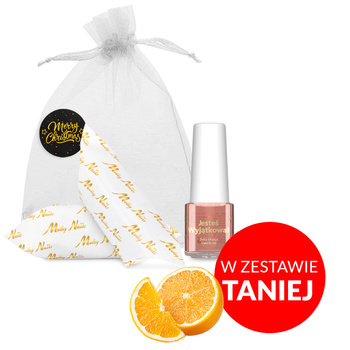 100 Stück Sonderangebot: Nagelhaut- und Nagelöl mit Juicy-Orange-Duft und Fudge-Bonbons in einem dekorativen Säckchen (5 ml)