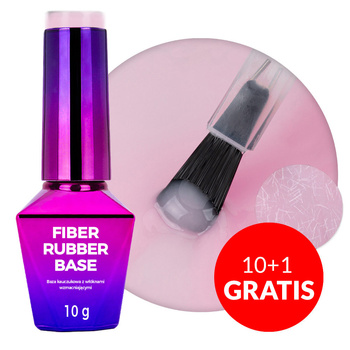 10 + 1 gratis: LED/UV-Grundierung mit Fasern von Molly Nails Rubber Fiber Base Angel Pink 10 g