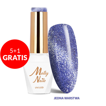 5+1 gratis LED/UV-Gel-Nagellack Cat Eye Glacier Crush Nr. 252 Amethyst Molly Nails HEMA/Di-HEMA-frei 8 g