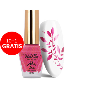 10 + 1 gratis: Molly Nails PRO Stamping Chrome Nagellack für Stempel und Stamping, rosa (Rose Pink), 10 ml