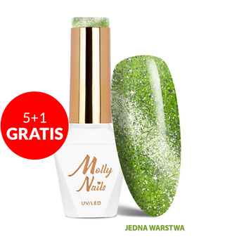 5+1 gratis LED/UV-Gel-Nagellack Cat Eye Glacier Crush Nr. 250 Emerald Molly Nails HEMA/Di-HEMA-frei 8 g