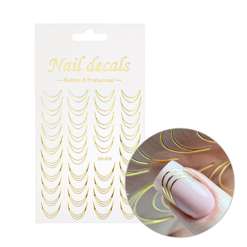 Selbstklebende Nagelsticker / French / Französische Smile-Linie, 39 Stück, gold, DH-808