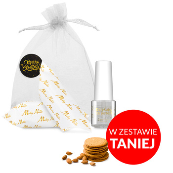 100 Stück: Spezialöl für Nagelhaut und Nägel mit dem Duft „Almond Cookies“ und Karamellbonbons in einem dekorativen Säckchen (5 ml)