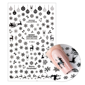 Dünne, selbstklebende Weihnachts-Nagelsticker von Molly Nails F283, schwarz