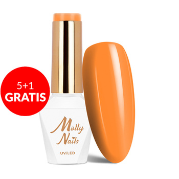 5+1 gratis Molly Nails Energize Tangerie HEMA/Di-HEMA-freier Hybridlack 8 g Nr. 491