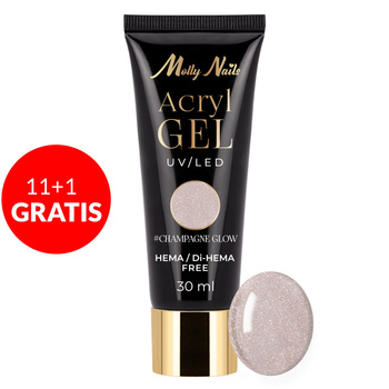 11+1 gratis Acrylgel Polygel Aufbau-Gel für Nagelverlängerungen AcrylGel Molly Nails HEMA/Di-HEMA-frei Champagne Glow 30 ml