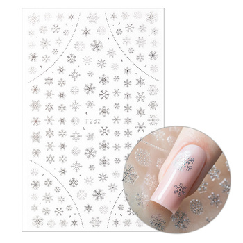Dünne, selbstklebende Weihnachts-Nagelsticker von Molly Nails F282, silberfarben