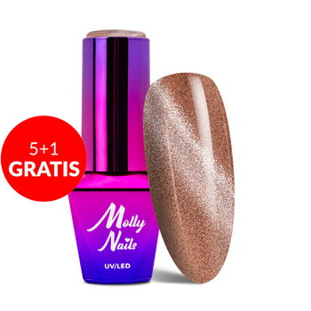 5+1 gratis Smalto ibrido Molly Nails Cat Eye Womanity Wood 8 g n. 445