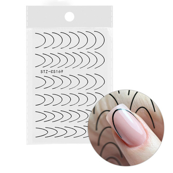Selbstklebende Nagelsticker / French / Französische Smile-Linie, 48 Stück, schwarz, STZ-CS169