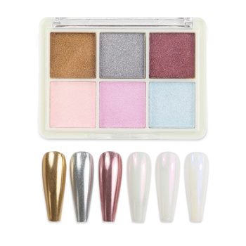 Nagellackpulver mit Spiegeleffekt, Set mit 6 Farben, Nr. 1
