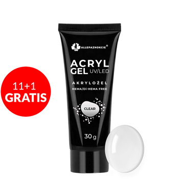 11 + 1 gratis Acrylgel Allepaznokcie HEMA/Di-HEMA Free Clear 30 g