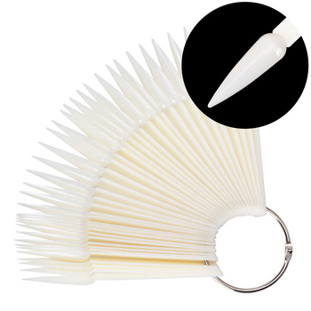Échantillonneur de pointes sur roue pour gels, vernis hybrides et poudres, couleur lait, 50 pièces