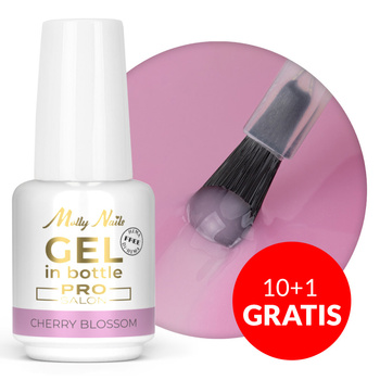 10 + 1 gratis: Aufbau-Gel in der Flasche mit Pinsel „Gel in Bottle“ von Molly Nails Pro Salon Cherry Blossom, HEMA/Di-HEMA-frei, 15 g