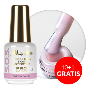 10+1 gratis: Kautschukbasis für flexible Nägel zur Verzierung S.O.S. Antidotum Pro Salon Molly Nails Cotton Candy 15 g