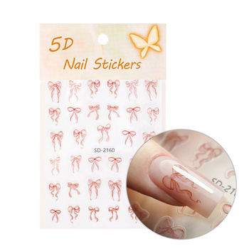 Selbstklebende 5D-Nagelaufkleber mit roten Schleifen SD-2160 MollyNails