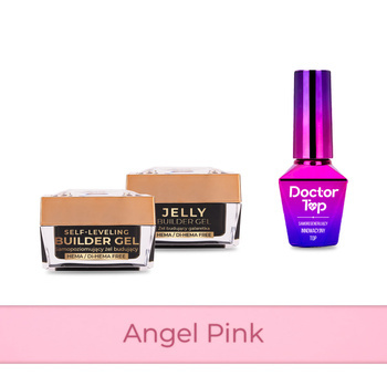 Molly Nails PRO MATCH SYSTEM 2+1 Angel Pink 2 Aufbau-Gele + Doctor Top 10 g