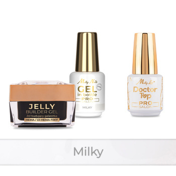 Molly Nails PRO MATCH SYSTEM 2+1 Milky 2 Aufbau-Gele + Doctor Top 15 g