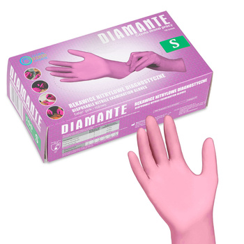 Rękawiczki jednorazowe nitrylowe diagnostyczne i ochronne Diamante rozmiar S różowe 100 szt