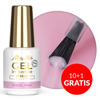 10 + 1 gratis: Aufbau-Gel in der Flasche mit Pinsel „Gel in Bottle“ von Molly Nails Pro Salon, Angel Pink, HEMA/Di-HEMA-frei, 15 g