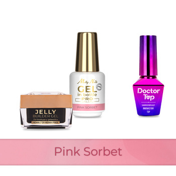 Molly Nails PRO MATCH SYSTEM 2+1 Pink Sorbet 2 Aufbau-Gele + Doctor Top 10 g