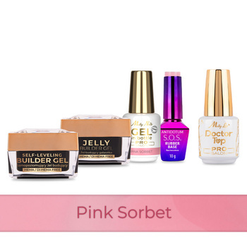 Molly Nails PRO MATCH SYSTEM 4+1 Pink Sorbet 3 Aufbau-Gele + Grundierung + Doctor Top 15 g