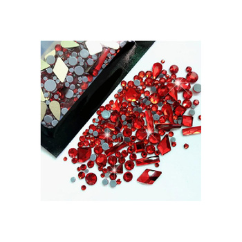 MollyNails Nagelverzierungen – Strasssteine, rot, gemischt, 150 Stück