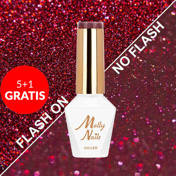 5+1 gratis Molly Nails Duo Flashing Lights Deep Desire HEMA/Di-HEMA-freier Hybridlack 8 g Nr. 605