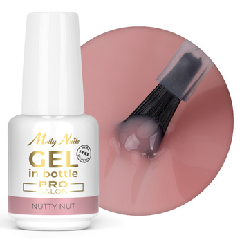 Aufbaugel in der Flasche mit Pinsel „Gel in Bottle“ von Molly Nails Pro Salon, Nutty Nut, HEMA/Di-HEMA-frei, 15 g