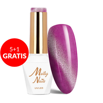 5+1 gratis: Molly Nails Neon Flashy Cat Eye HEMA Free Hybrid-Nagellack, 8 g, Nr. 174