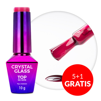 5+1 gratis: Farbiges Top-Coat ohne Abwischen, Crystal Glass Molly Nails Raspberry, HEMA/Di-HEMA-frei, 10 g