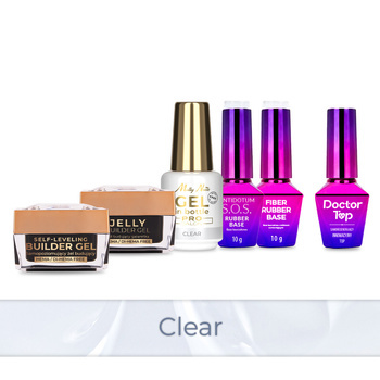 PRO MATCH SYSTEM 5+1 Clear: 3x Gele à 15 g: Jelly & SelfLeveling; & Gel in der Flasche + 2 Grundierungen + Doctor Top 10 g GRATIS