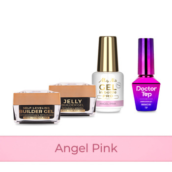 Molly Nails PRO MATCH SYSTEM 3+1 Angel Pink: 3 Aufbau-Gele + Doctor Top 10 g