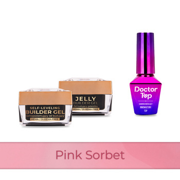 Molly Nails PRO MATCH SYSTEM 2+1 Pink Sorbet 2 Aufbau-Gele + Doctor Top 10 g