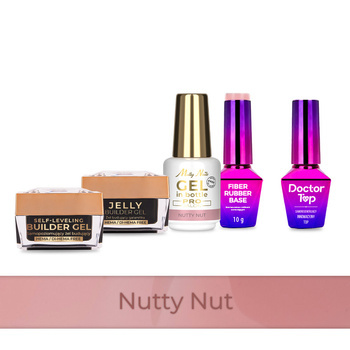 Molly Nails PRO MATCH SYSTEM 4+1 Nutty Nut 3 Aufbau-Gele + Grundierung + Doctor Top 10 g
