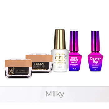 Molly Nails PRO MATCH SYSTEM 4+1 Milky 3 Aufbau-Gele + Grundierung + Doctor Top 10 g